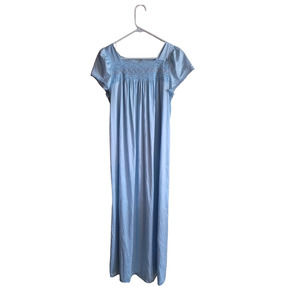 Vintage Blue Nightgown Lace Trim Size L
